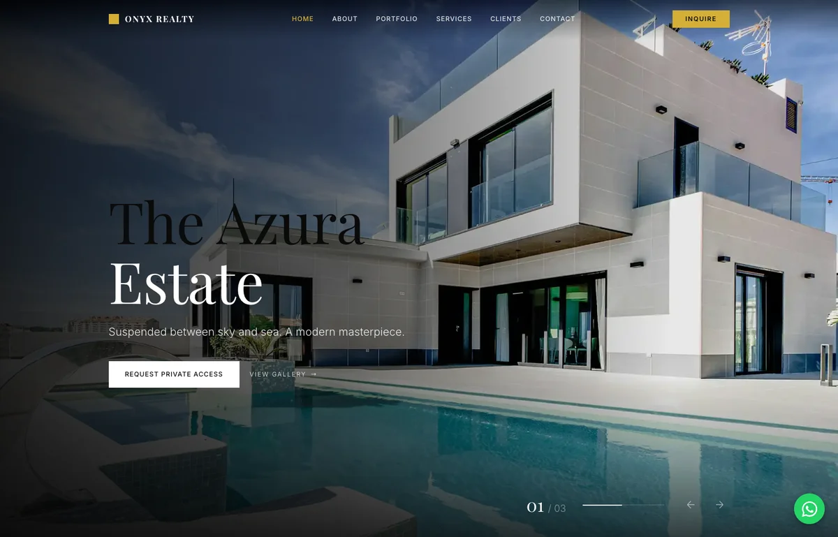 Onyx Realty: Luxury Real Estate — Property / Professional Services Website Template