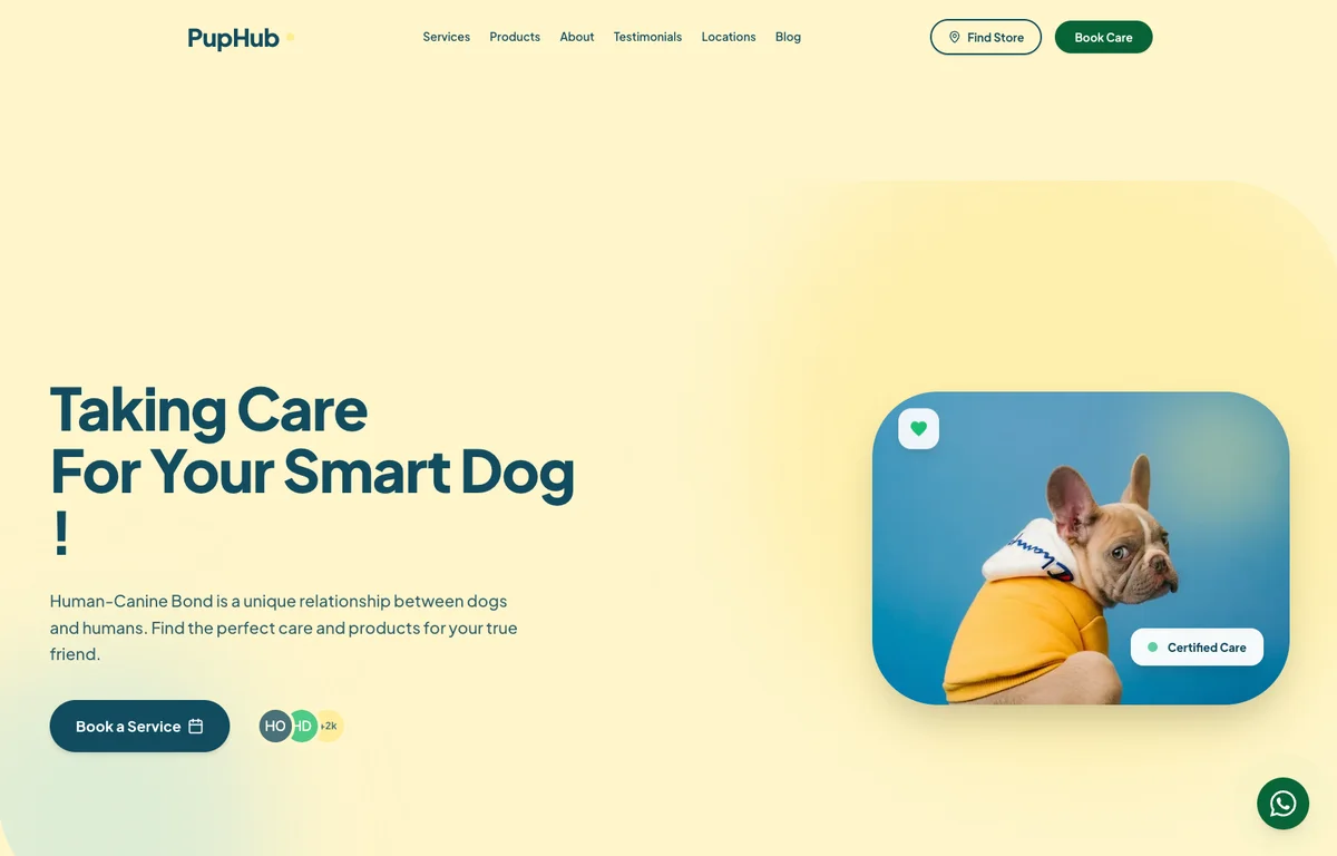 PupHub Dog Care — Pet Care / Services Website Template